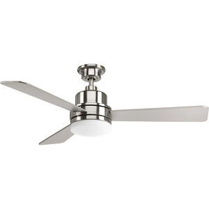 Boston 52 inch Brushed Nickel with Silver Blades Ceiling Fan, Progress LED