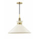 Kiki 1 Light 18 inch Aged Brass Pendant Ceiling Light in Cream Metal