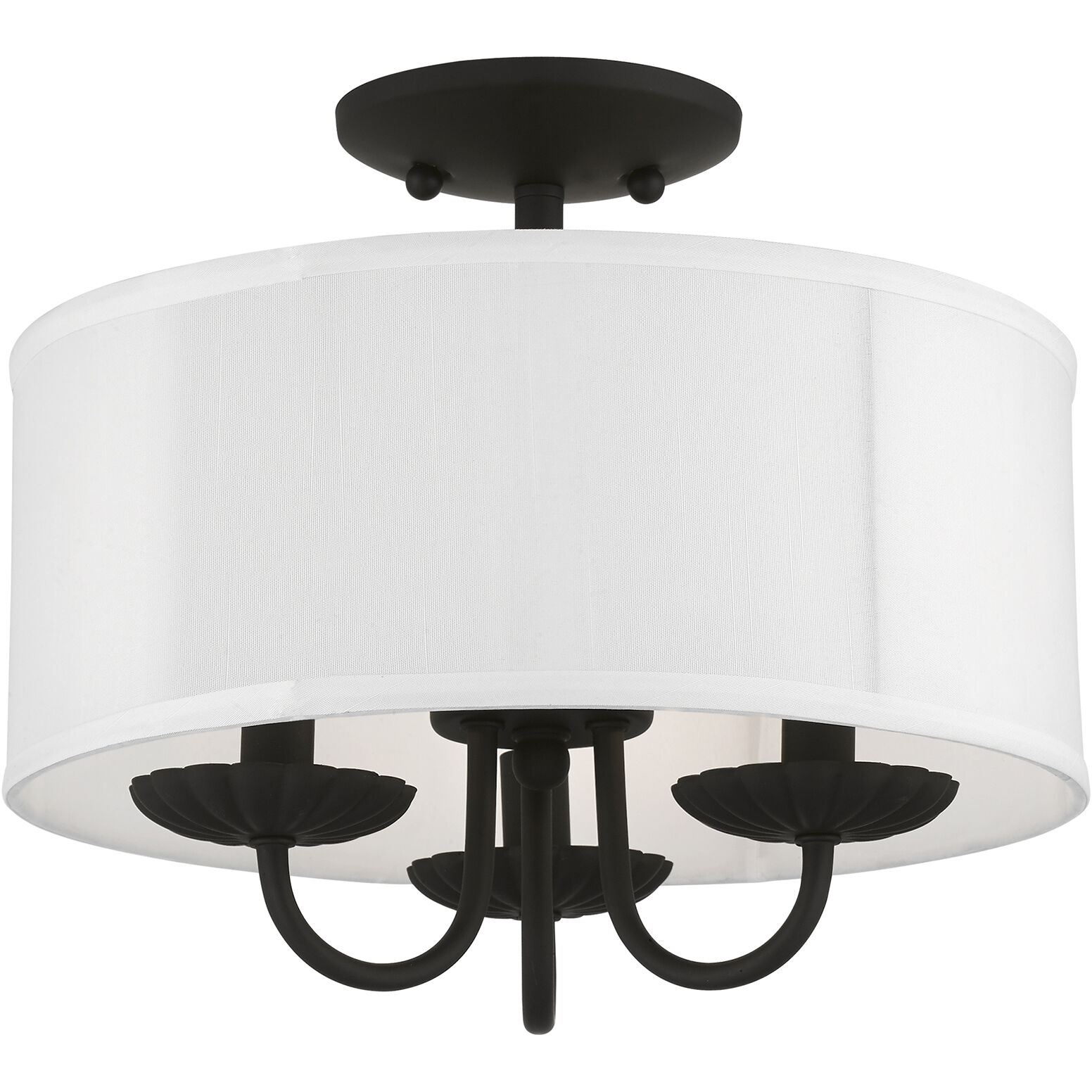 Brookdale 3 Light 13 inch Black Semi-Flush Mount Ceiling Light