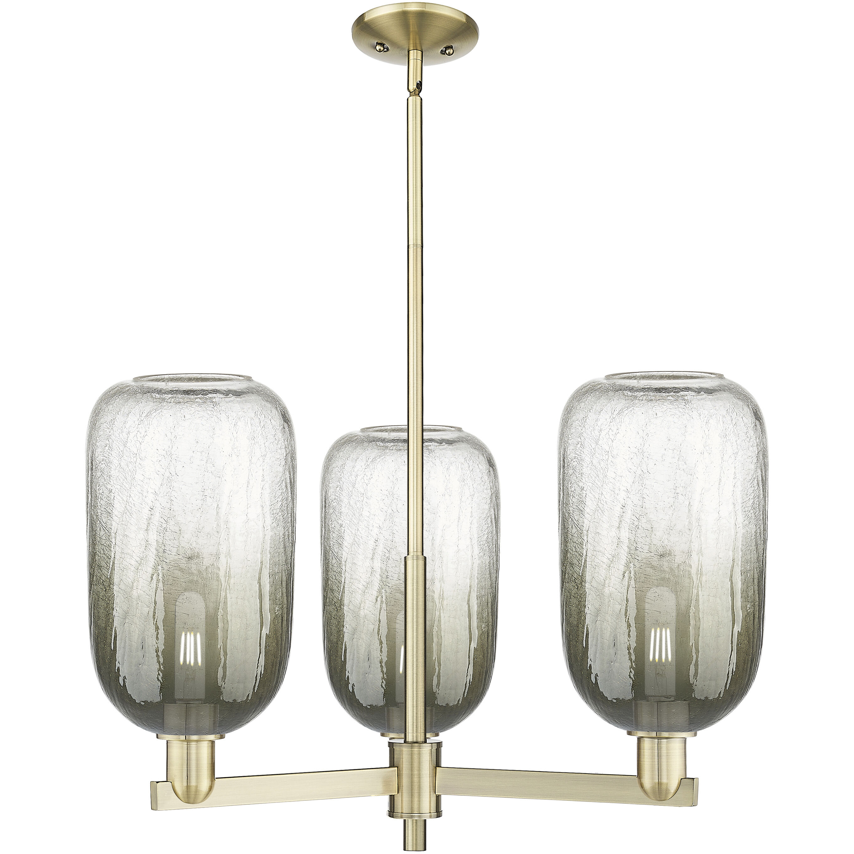 Brookhaven Cloche 3 Light 17.63 inch Antique Brass Chandelier Ceiling Light in Slate Glass