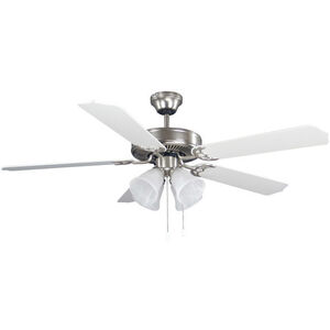 Madison 52 inch Brushed Pewter with White/Walnut Blades Indoor Fan, Dual Mount