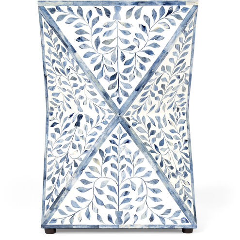 Trubadur Bone Inlay Side Table in Sky Blue and White