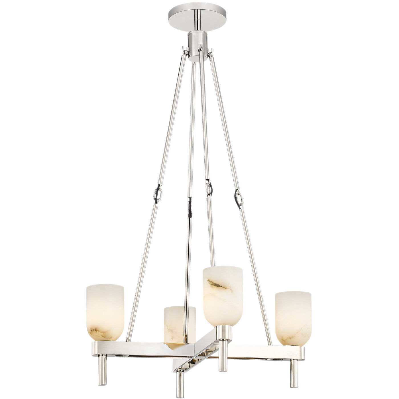 Lucian Pendant Ceiling Light in Polished Nickel, Alabaster Shade