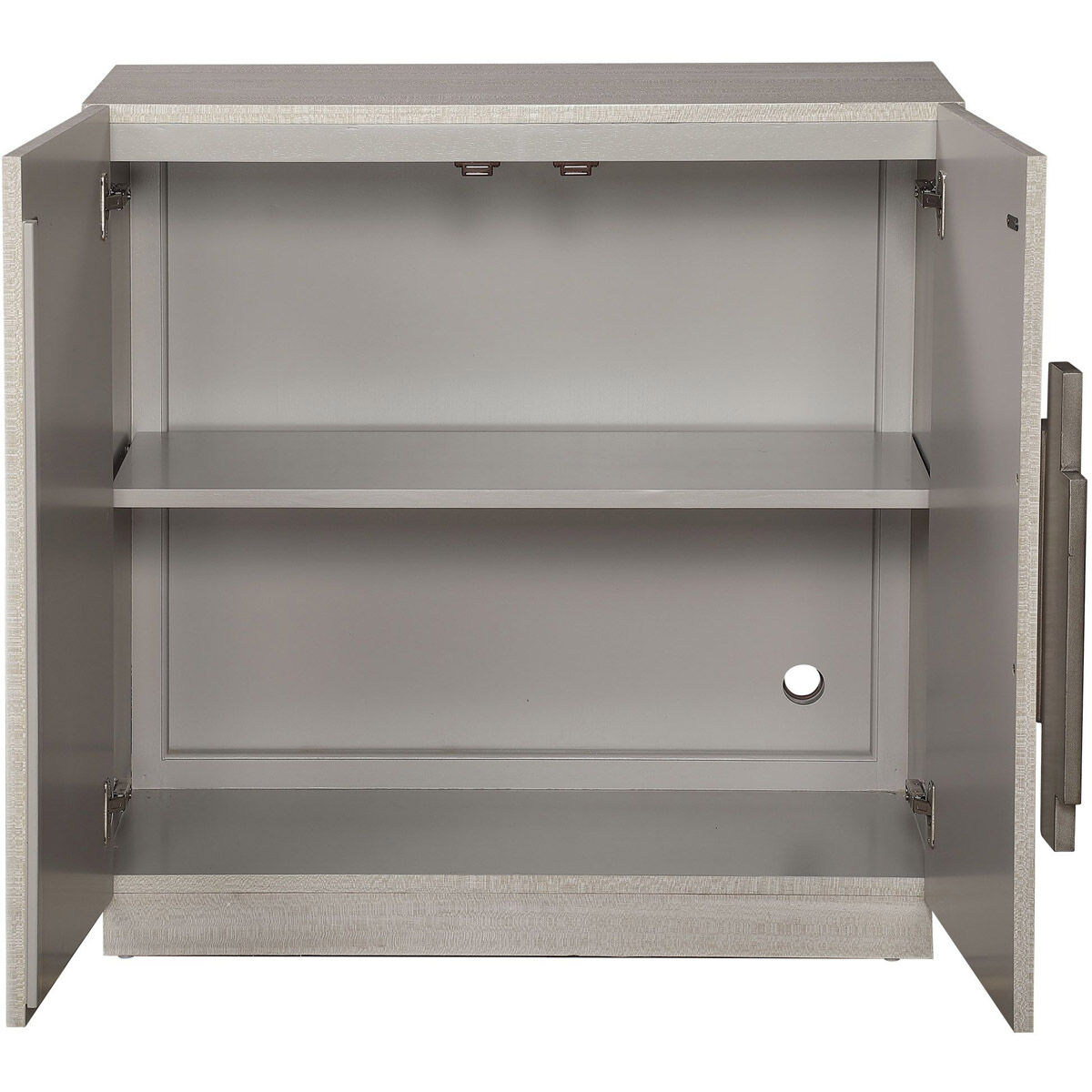 Viela Soft Gray with White Marble and Brushed Silver 2 Door Cabinet