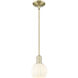 Arcadia White Venetian 1 Light 6 inch Antique Brass Mini Pendant Ceiling Light