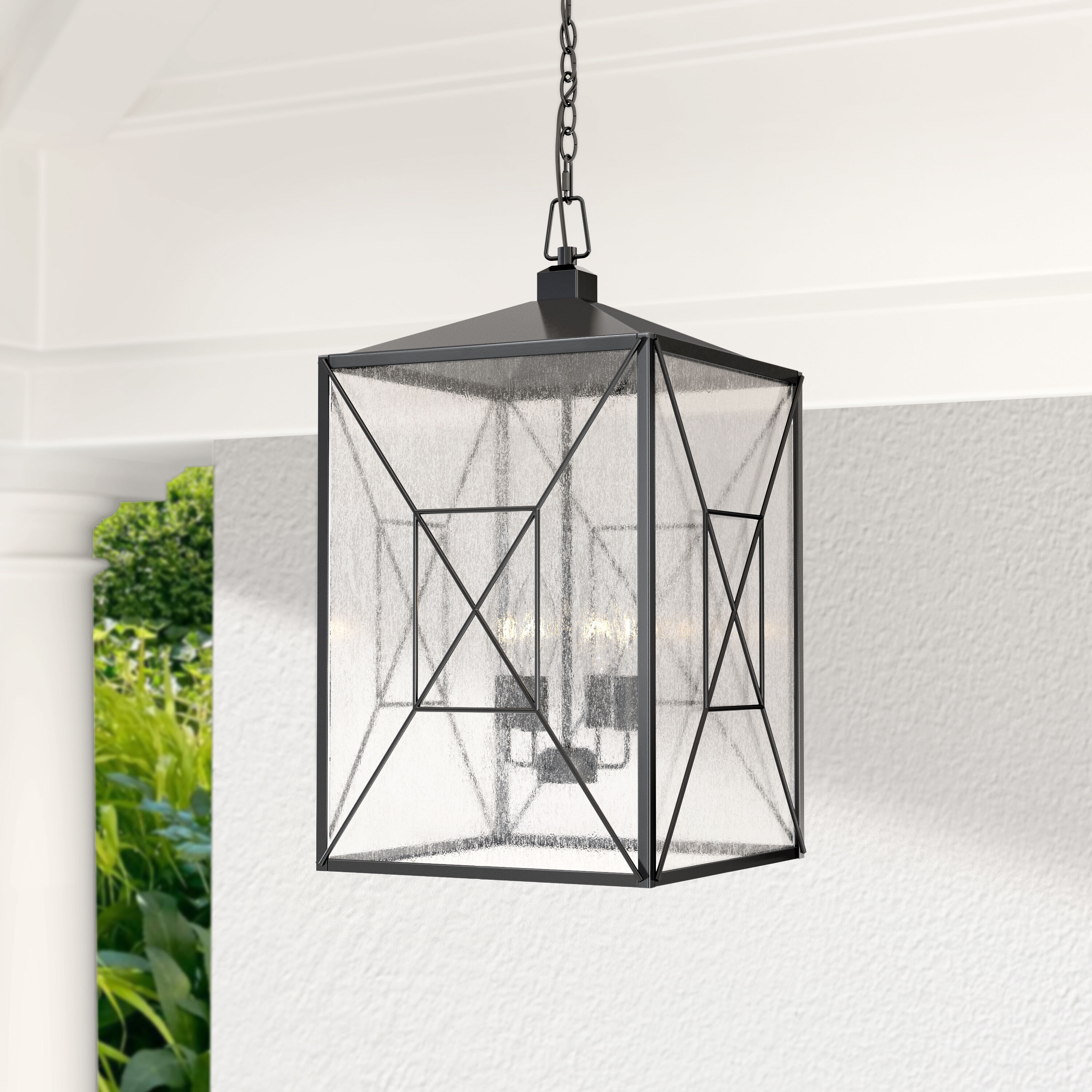 Caswell 4 Light 13.5 inch Powder Coated Black Outdoor Hanging Lantern