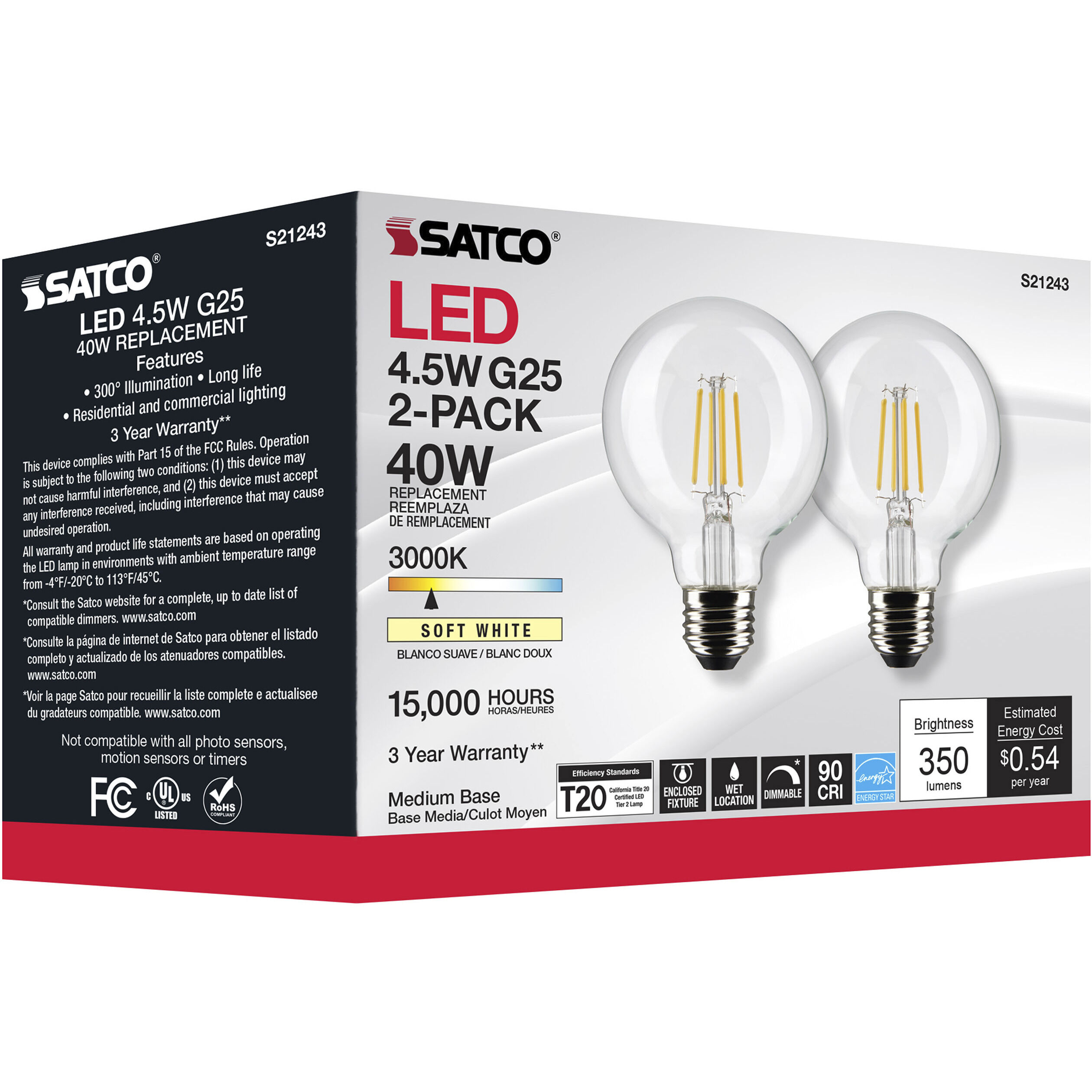 Lumos LED Medium Medium 4.50 watt 3000K LED Filament