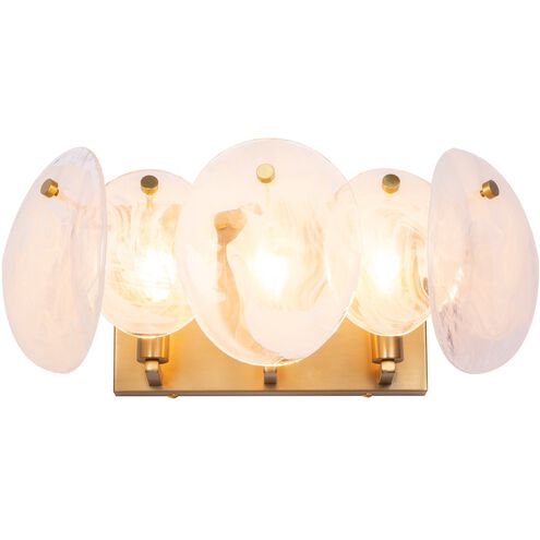 Lily 3 Light 18.38 inch Brushed Brass Bathroom Vanity Wall Light