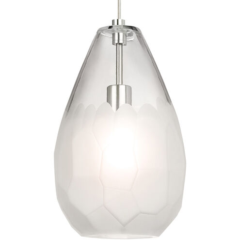Sean Lavin Briolette Grande LED 8.7 inch Satin Nickel Pendant Ceiling Light in LED 90 CRI 2700K, Frost Glass