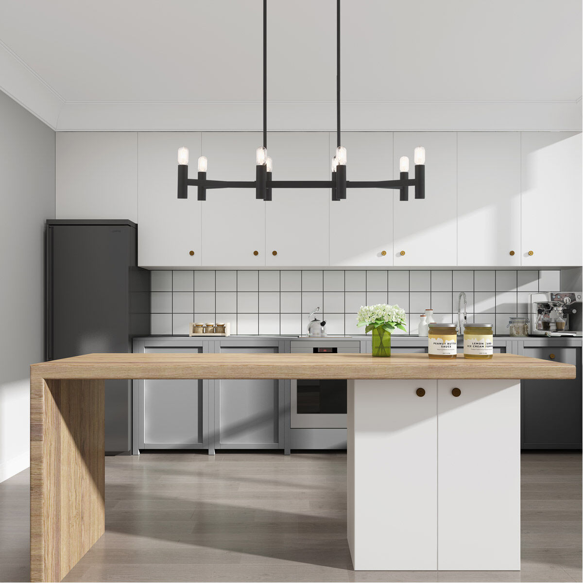 Copenhagen 8 Light 40 inch Black Linear Chandelier Ceiling Light