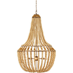 Penelope 6 Light 27 inch Beige/Antique Brass Chandelier Ceiling Light