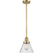 Franklin Restoration Cone 1 Light 8 inch Satin Gold Mini Pendant Ceiling Light in Incandescent, Seedy, Franklin Restoration