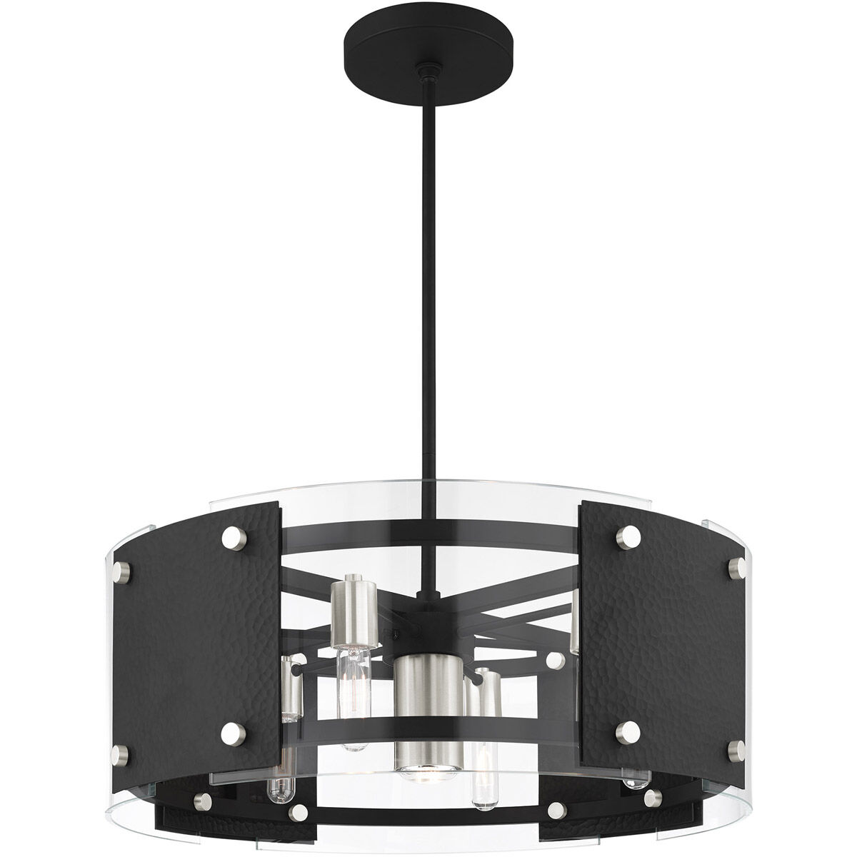 Barcelona 7 Light 27 inch Black with Brushed Nickel Accents Pendant Chandelier Ceiling Light