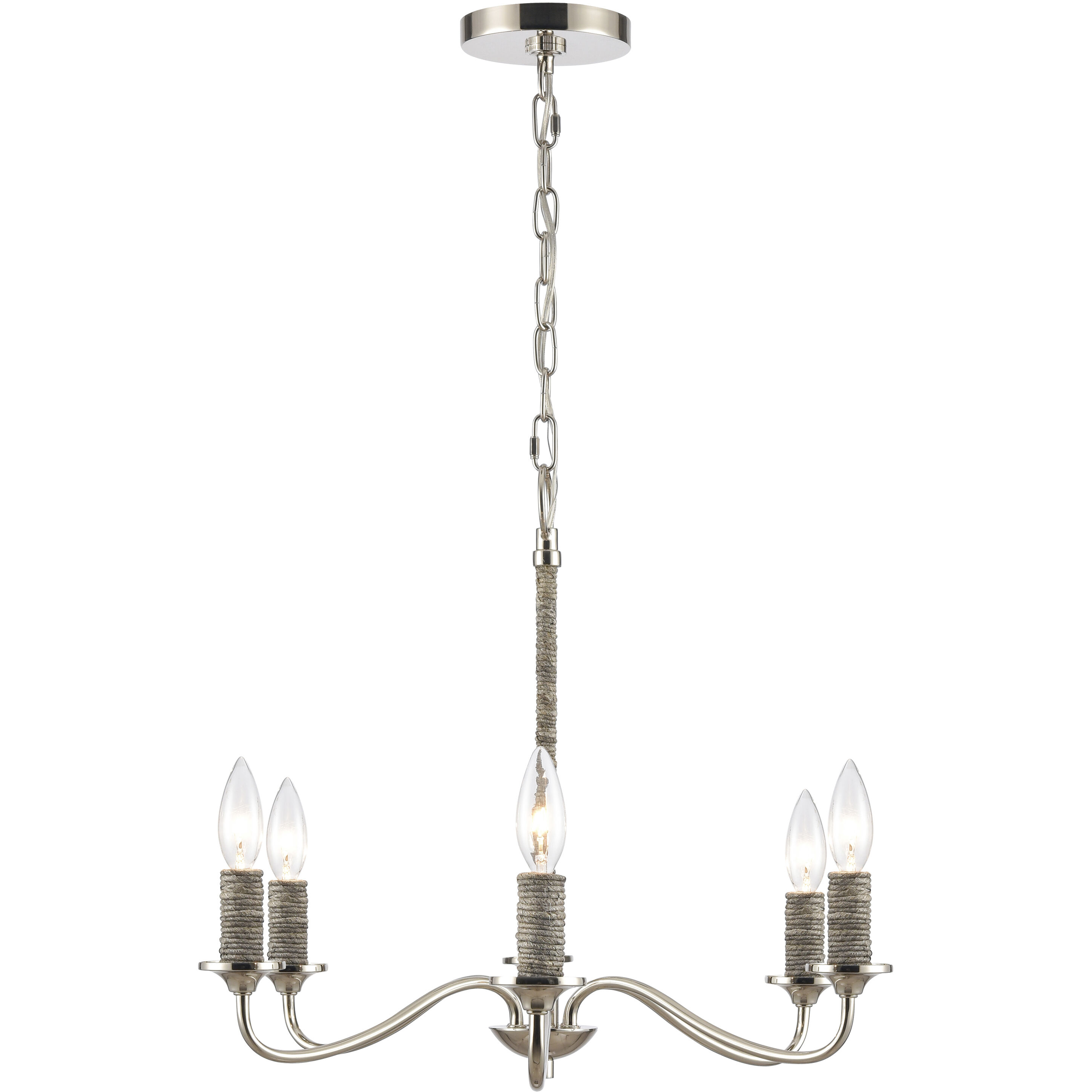 Abaca 6 Light 32 inch Polished Nickel Chandelier Ceiling Light
