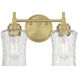 Clarvyn 2 Light 12.75 inch Vintage Brass Bathroom Vanity Light Wall Light
