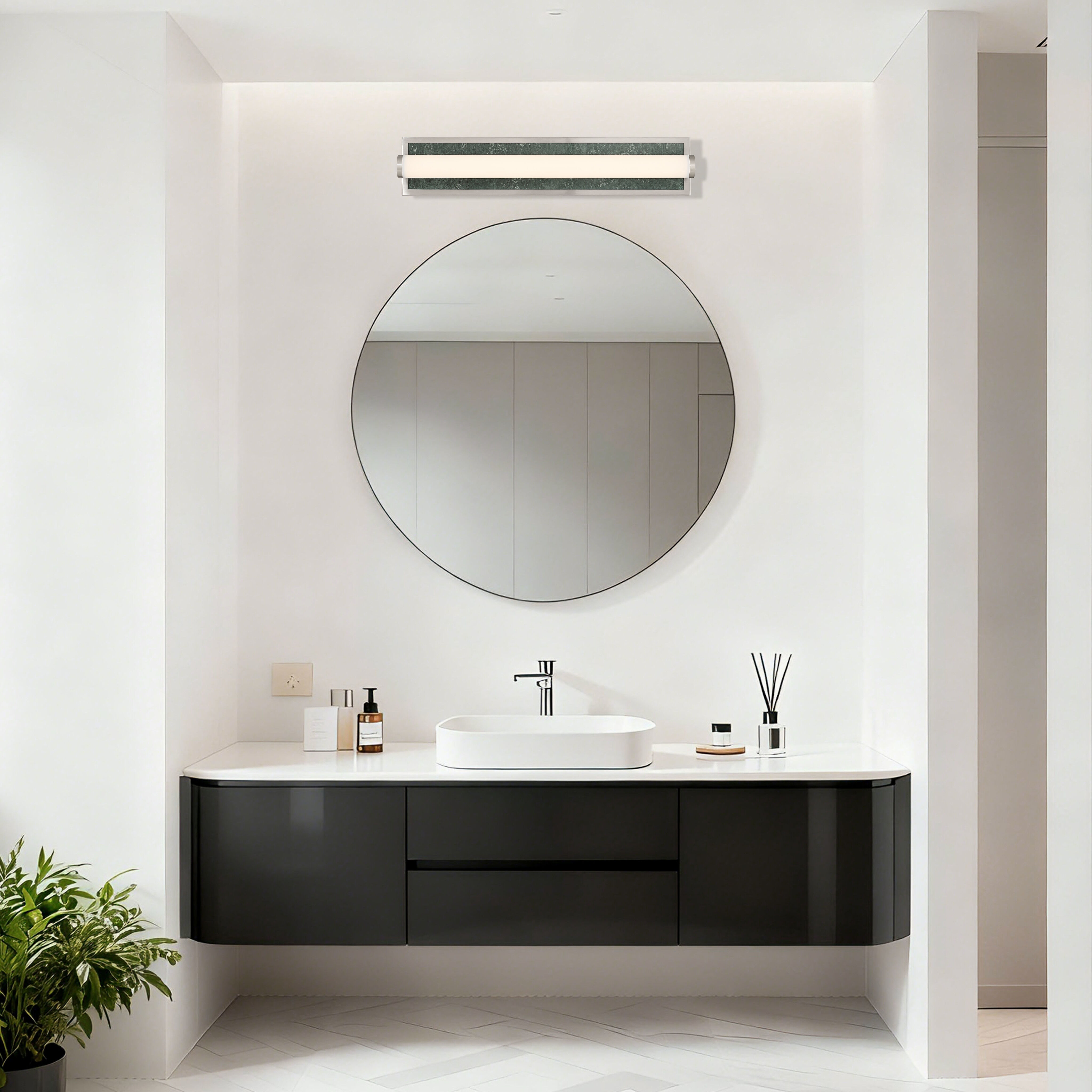 Yep Stratum 1 Light 25.25 inch Brushed Nickel with Persian Green Marble Vanity Light Wall Light