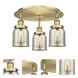 Bell 3 Light 16.75 inch Brushed Brass Flush Mount Ceiling Light in Silver Plated Mercury