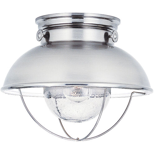 Sebring 1 Light 11.25 inch Brushed Stainless Outdoor Ceiling Flush Mount