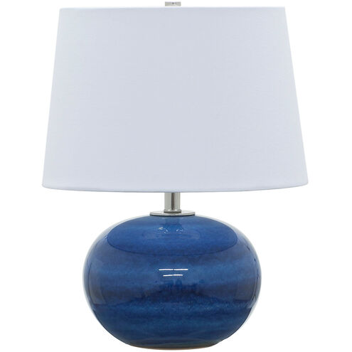 Scatchard 17 inch 100 watt Blue Gloss Table Lamp Portable Light