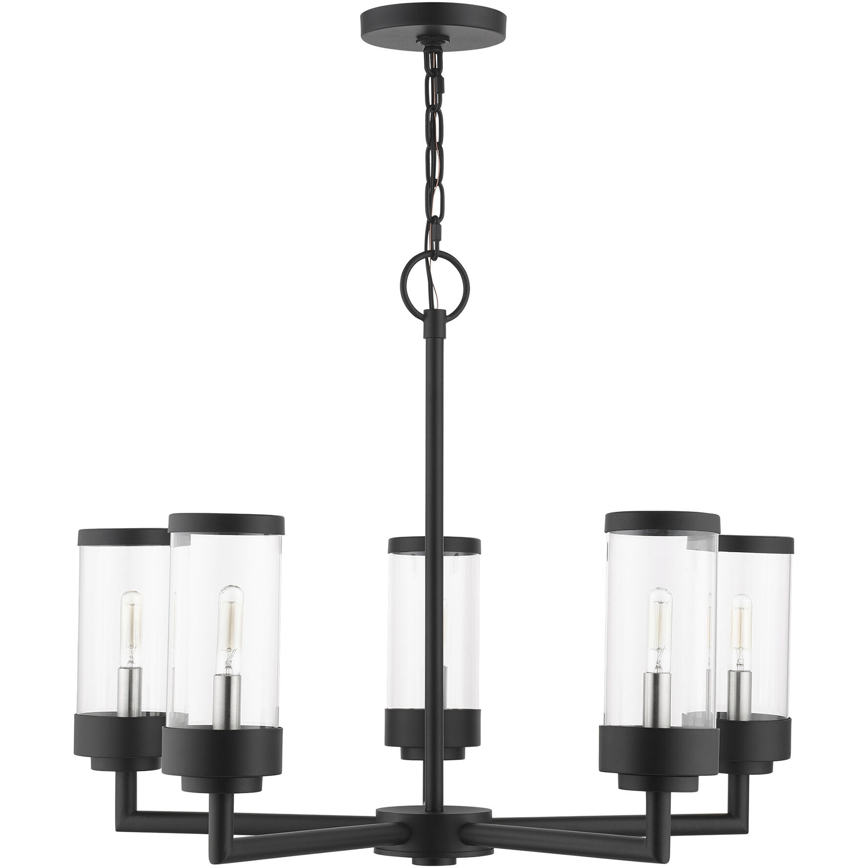 Hillcrest 5 Light 26 inch Textured Black Outdoor Chandelier