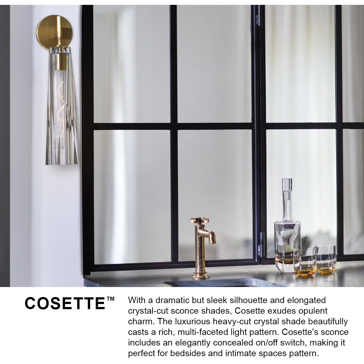 Cosette LED 5 inch Heritage Brass Sconce Wall Light in Heritage Brass / Clear