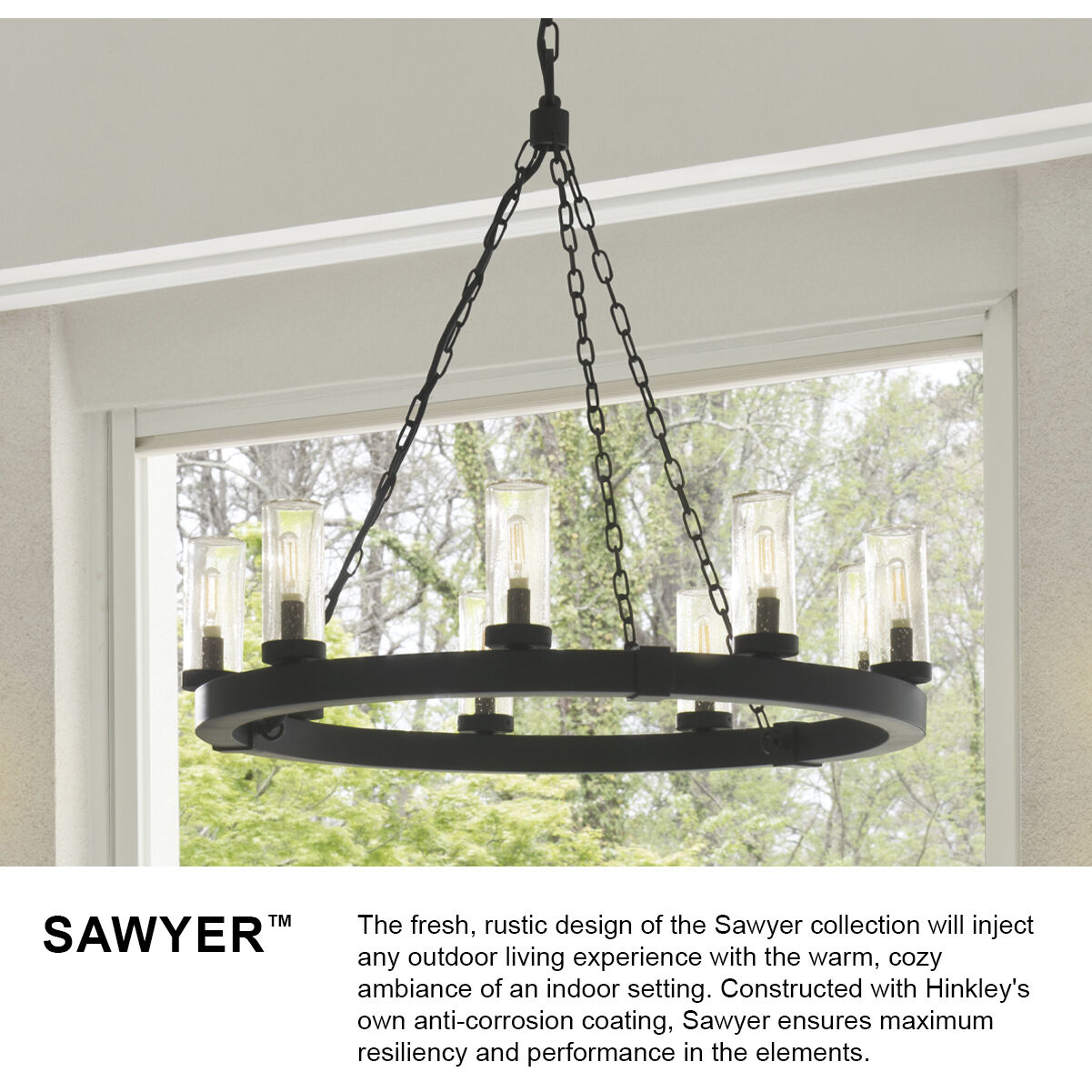 Open Air Sawyer LED 30 inch Black Outdoor Chandelier