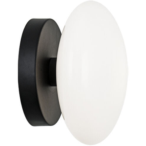 Pearlesque Wall Sconce Wall Light in Matte Black and Opal Glass