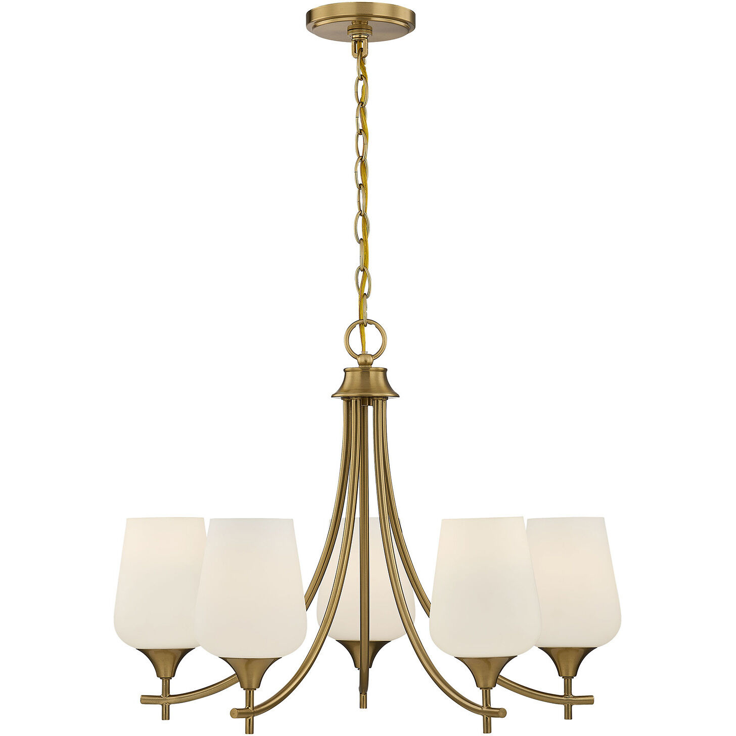 Octave 5 Light Warm Brass Chandelier Ceiling Light, Essentials