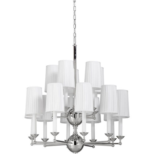 Matthew Frederick International 15 Light 36 inch Polished Nickel/Off White Silkette Lantern Pendant Ceiling Light