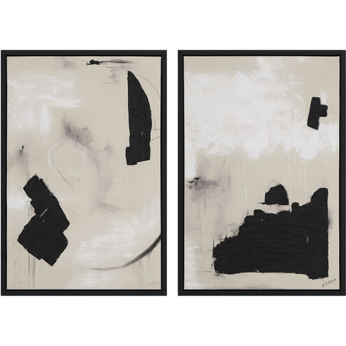 Asia Beige/Black/White Canvas Art, 2 Piece