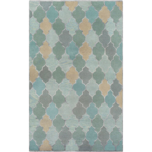 Mugal 96 X 60 inch Sage, Seafoam, Beige, Silver Gray Rug
