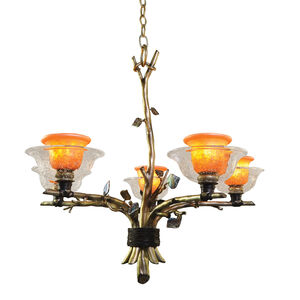 Cottonwood 5 Light 28 inch Aged Silver Chandelier Ceiling Light in Art Glass