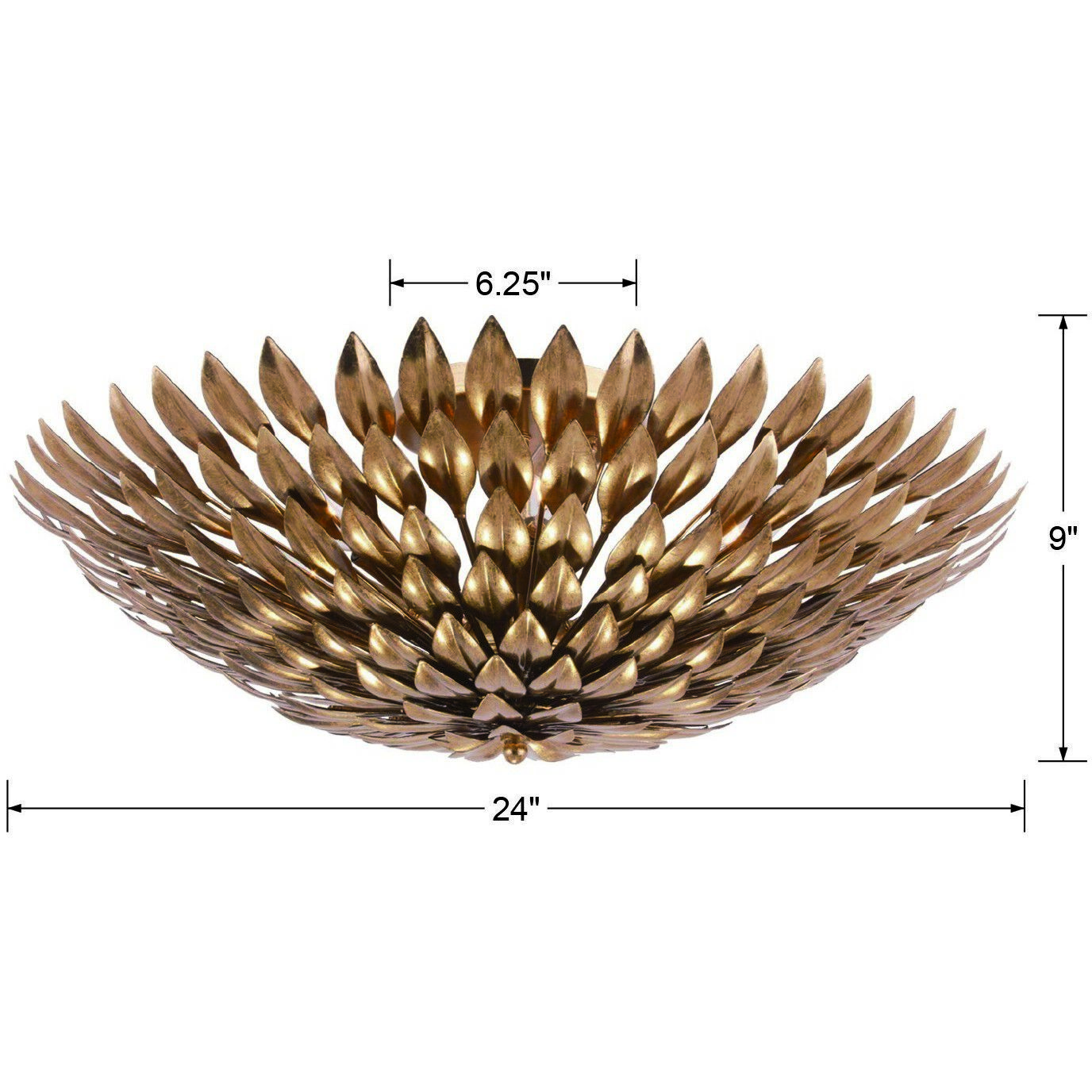 Broche 6 Light 24 inch Antique Gold Semi Flush Ceiling Light