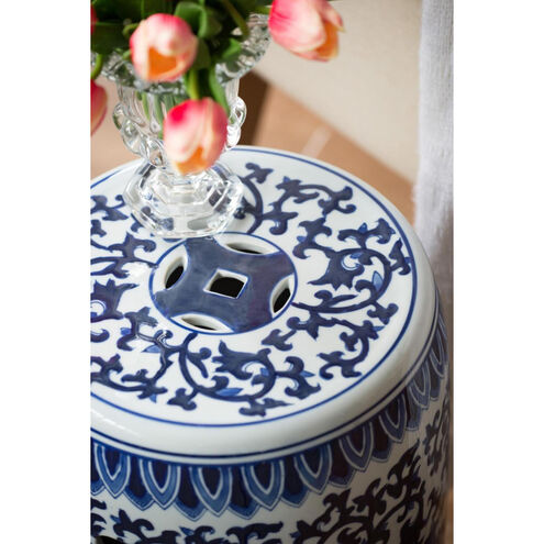 Garden 15.9 inch Blue and White Stool