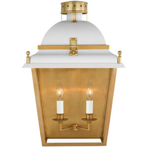 Chapman & Myers Coventry LED 21 inch White and Antique-Burnished Brass Wall Lantern, Large