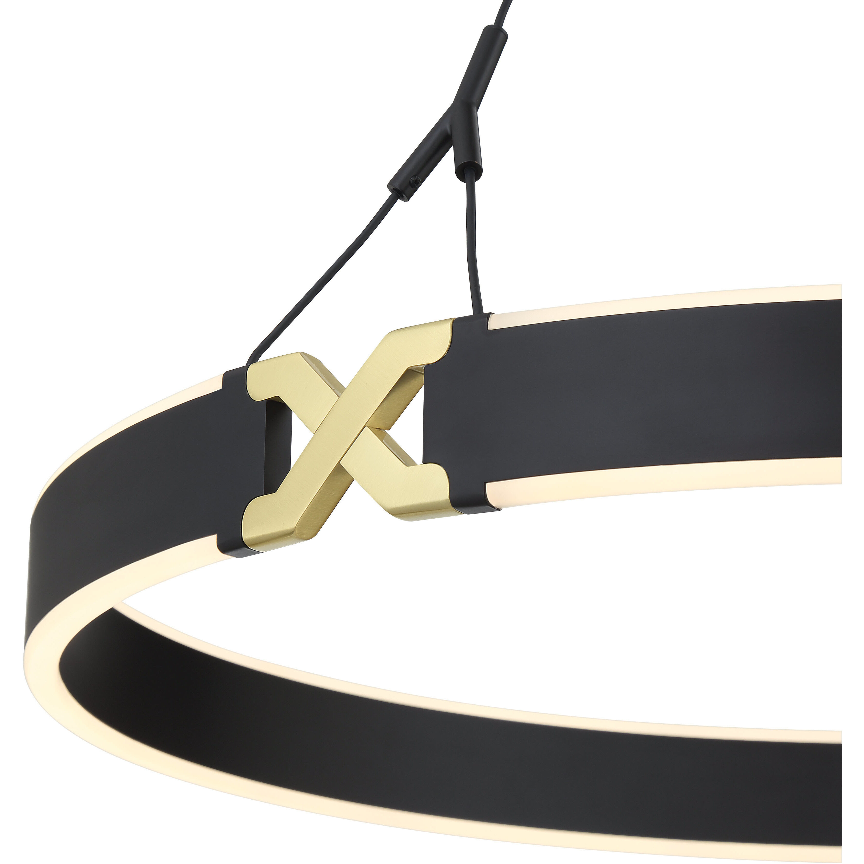 Recovery X LED 33.5 inch Coal And Satin Brass Pendant Ceiling Light