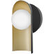Zuri Sconce Wall Light in Black with Lacquered Brass