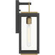 Fenmark 1 Light 16 inch Dark Matte Black and Legacy Brass Outdoor Wall Lantern