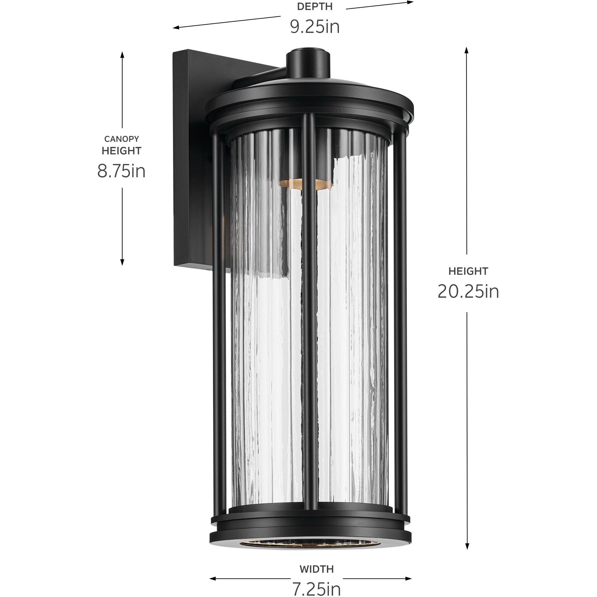 Barras 1 Light 20.25 inch Black Outdoor Wall Sconce