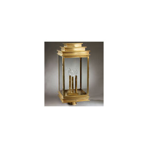 Empire 3 Light 28 inch Dark Antique Brass Post Lantern in Clear Glass
