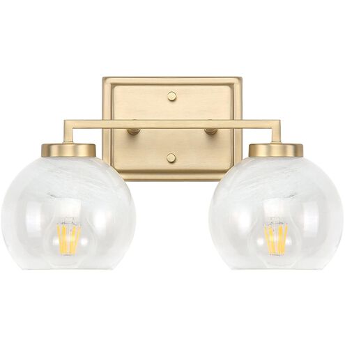Elliott 2 Light 15.25 inch Brushed Champagne Bronze Vanity Light Wall Light in Alabaster