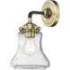 Nouveau Bellmont LED 6 inch Black Antique Brass Sconce Wall Light in Seedy Glass, Nouveau