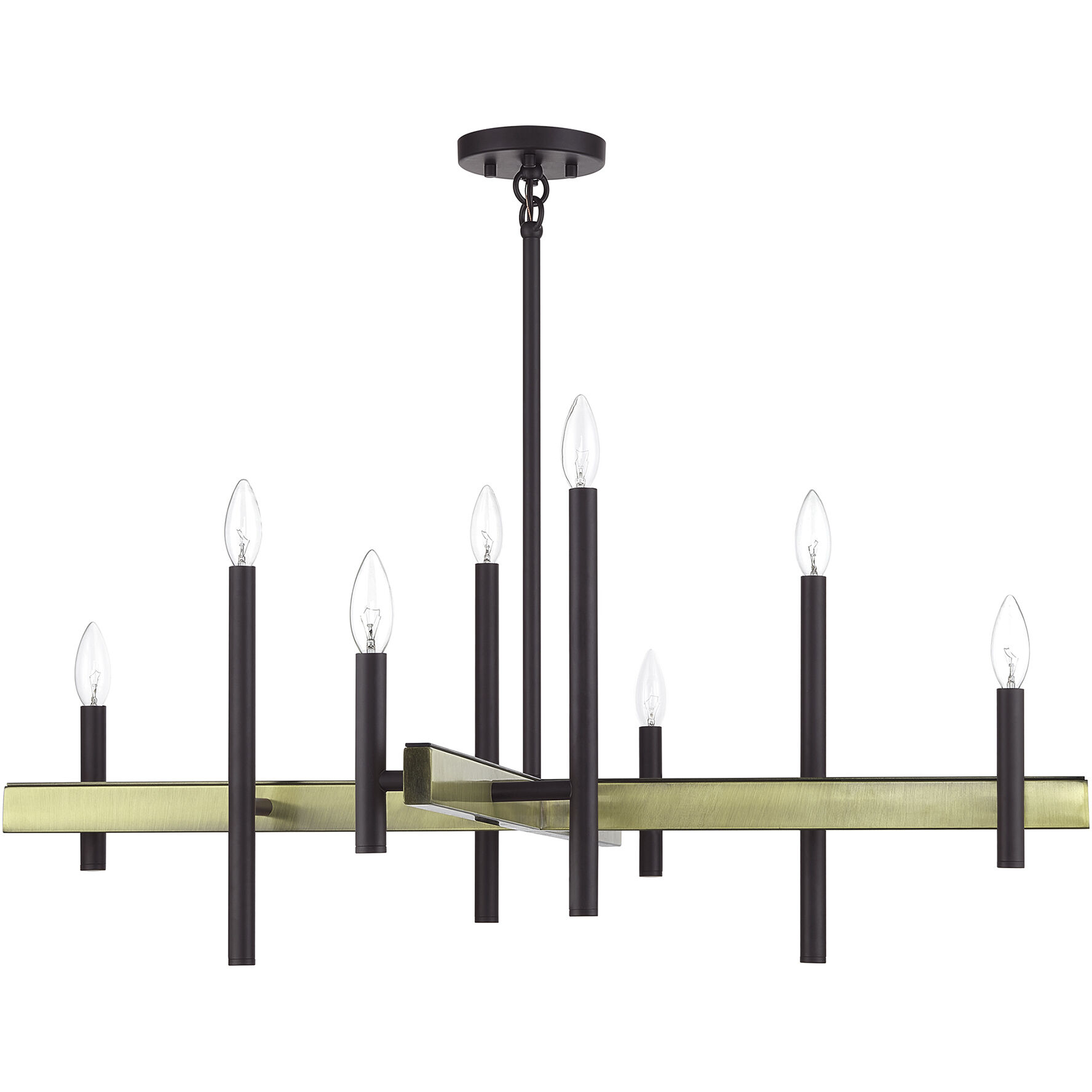 Denmark 8 Light 36 inch Bronze with Antique Brass Accents Chandelier Ceiling Light