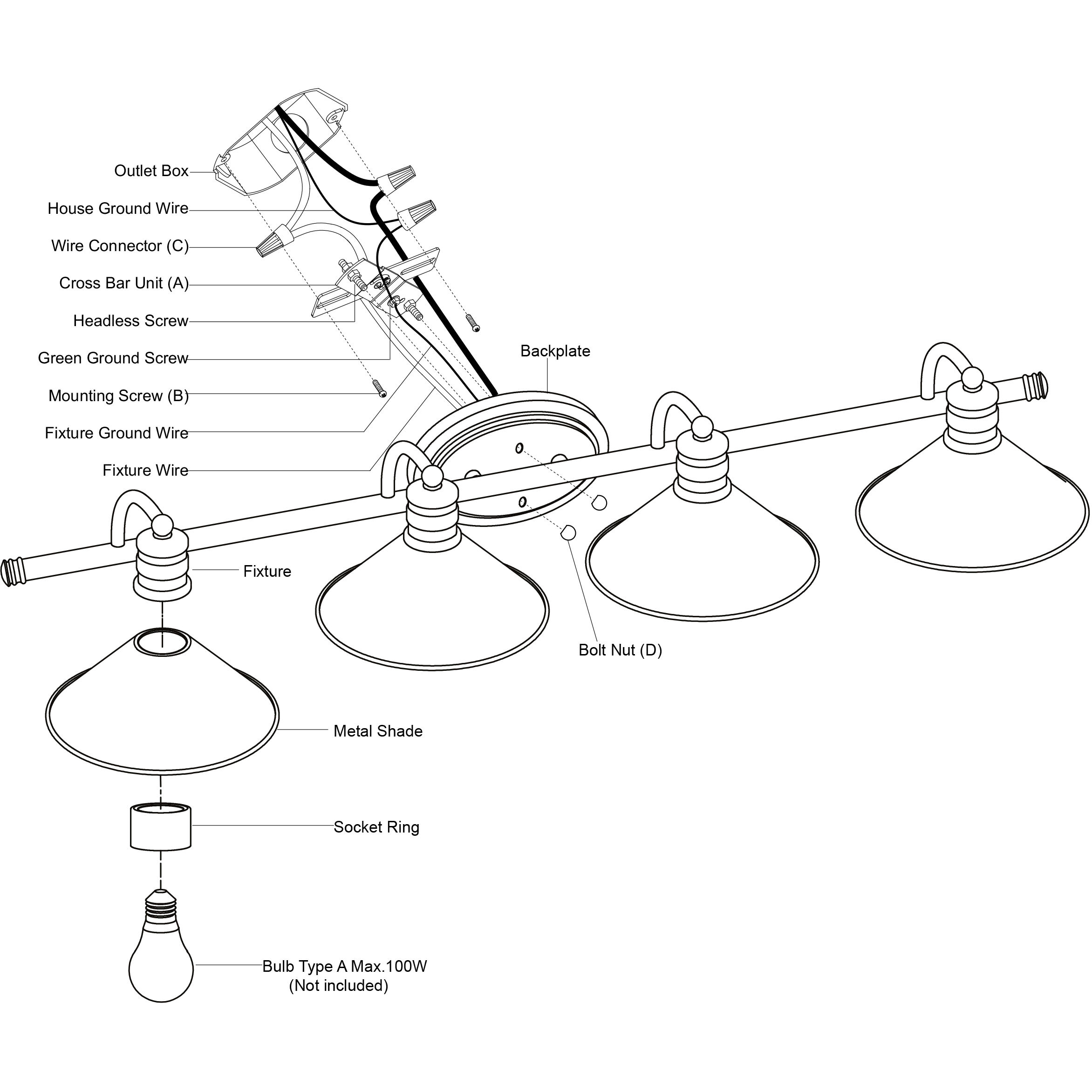 Akron LED 38 inch Matte Black and Natural Brass Bathroom Light Wall Light in 4