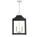 Contemporary 4 Light 15.25 inch Matte Black with Polished Nickel Pendant Ceiling Light