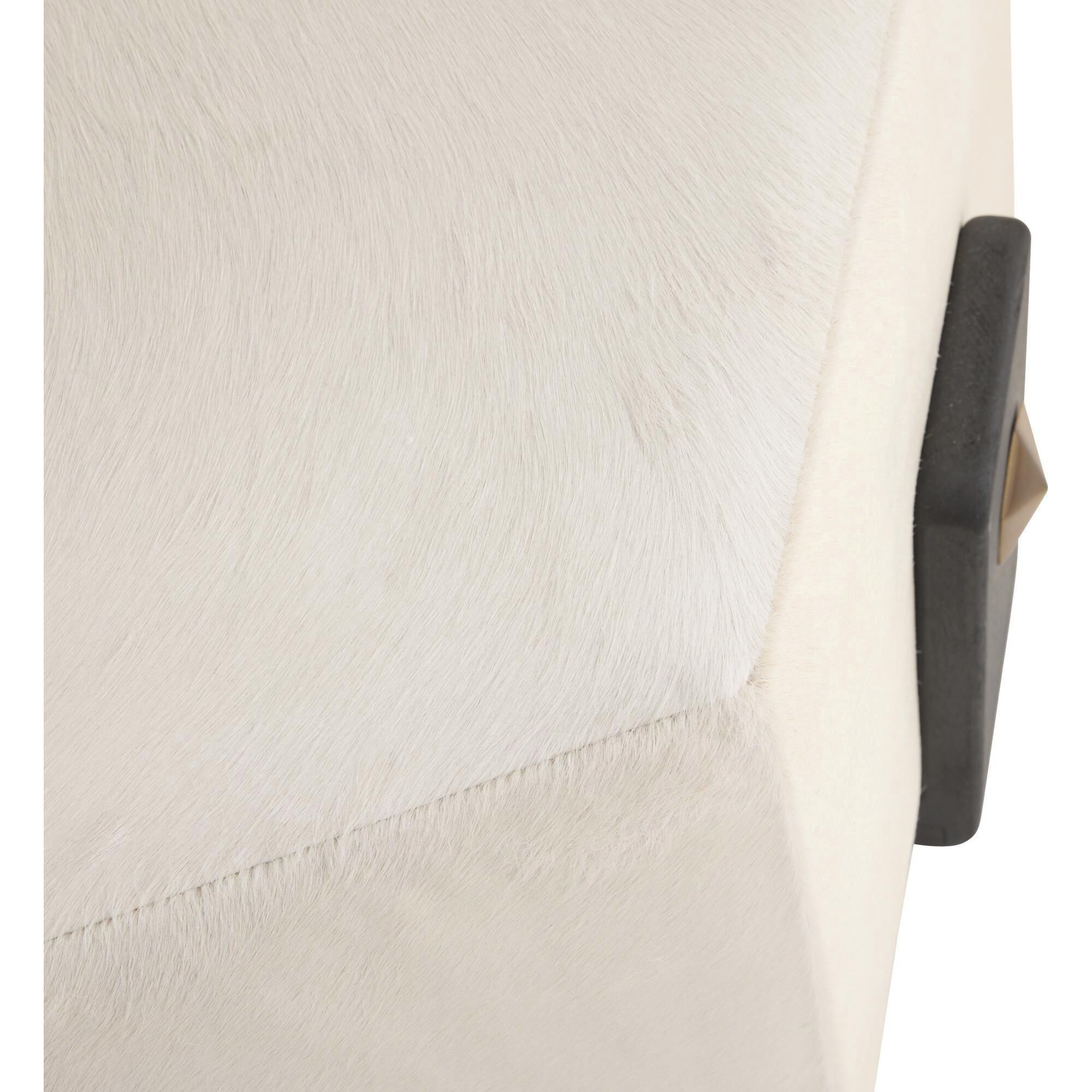 Ivonne 18 inch White and Ebony with Antique Brass Ottoman