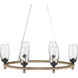 Hightider 6 Light 36 inch Natural and Clear and French Black Chandelier Ceiling Light