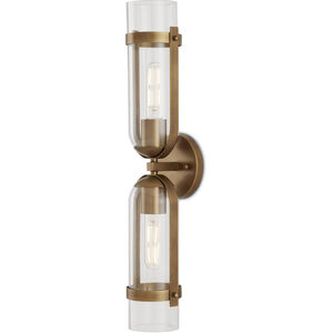 Bonardi 2 Light 5 inch Antique Brass and Clear Bath Sconce Wall Light