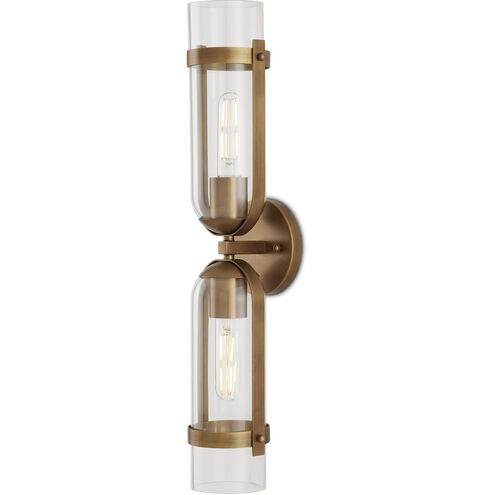 Bonardi 2 Light 5 inch Antique Brass and Clear Bath Sconce Wall Light