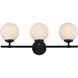 Ansley 3 Light 24 inch Black Bath Sconce Wall Light